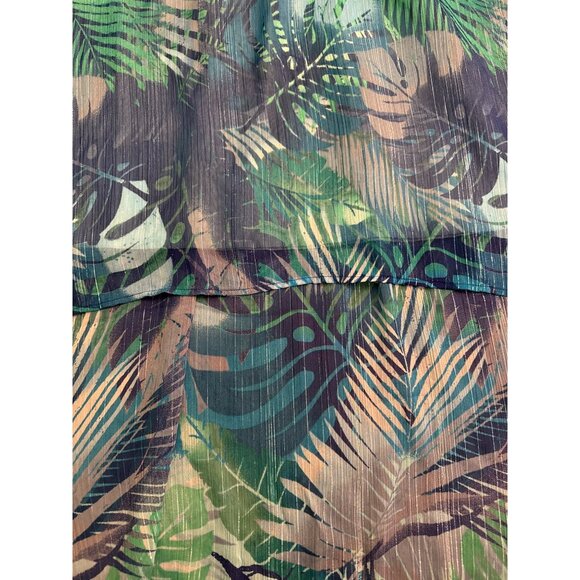 Jaclyn & Smith Tropical Leaf Print High-Low Skirt M/M Polyester Lined Womens Ela - Picture 2 of 5